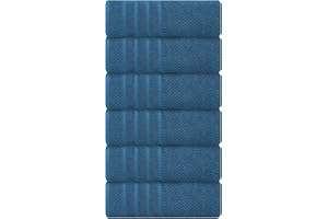 CRAFTBERRY Luxury Bath Towels| 100% Cotton| Ultra Soft, Plush, Thick, Fluffy, Highly Absorbent, Quick Dry| Home, Gym, Pool, Hotel, Shower | Large Towel Set for Bathroom| Set of 6| 24" x 48" | - Indigo/Teal Blue