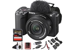 Sony ZV-E10 II Mirrorless Vlogging Camera Kit with 16–50 mm OSS Lens (ZVE10M2KB) – 26 MP APS-C Sensor | 64GB Memory Card, Bag, Card Reader, HDMI Cable, Flex Tripod, Hand Strap and More