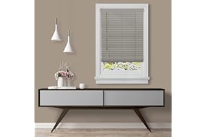 ACHIM HOME FURNISHINGS Cordless Room Darkening Plantation Blind - 48 Inch Width, 64 Inch Length, 2" Vinyl Slat Size - Grey - GII Madera Falsa Faux Wood, Light Filtering Horizontal Windows Blinds by Achim Home Decor
