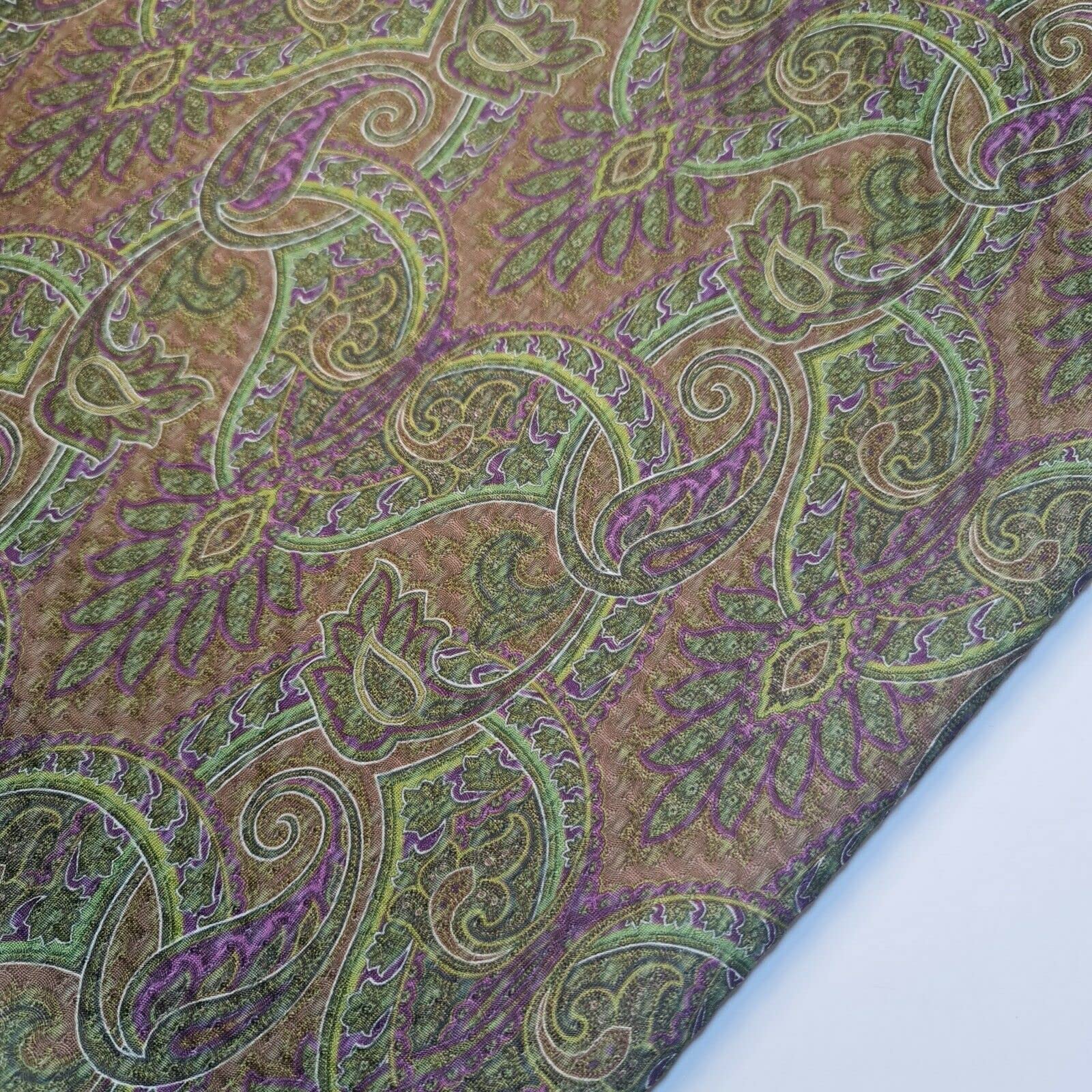 Plain/Printed ITY Spandex Jersey Elastane Stretch Dress Leggings Fabric 58" - 150cm Wide Sold As 1 Meter Pre - Cut Lengths (Olive Paisley)