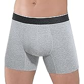 REELINDRY Incontinence Underwear for Men Washable Absorbent 2.3 oz Leak Proof Prostate Bladder Control Boxer Briefs 1 Pack (Light Gray, L)