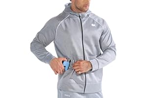 BROKIG Men's Stripe Running Jacket with Zipper Pocket, Windbreaker Zip Up Workout Hoodie Men Athletic Gym Sweatshirts
