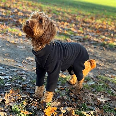 Pet Wiz Warm Four-Legged Dog Fleece Large Black Weather-Resistant