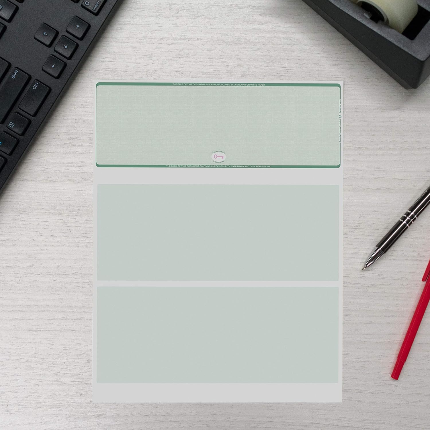 Blank High Security Top Computer Checks, 250 Green Laser Checks : Office Products