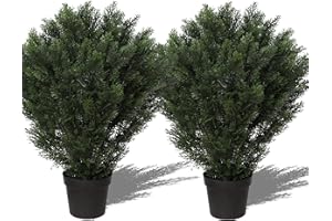 MOMOPLANT （Set of 2） Large Supersize Tree - 42Inch/3.5 Foot Outdoor,Indoor Artificial Boxwood Plant Topiary Garden Torch Shaped Topiary Artificial Topiaries Bushes Potted Fake Plants Company Home Office Decor