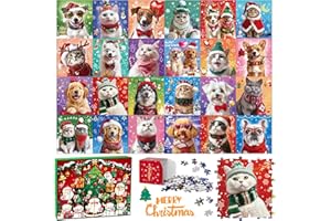 RIFAMEE Advent Calendar 2024 Jigsaw Puzzles Dogs and Cat Puzzle for Kids Adult 24 Boxes 1008 Pieces Puzzles Countdown to Stocking Stuffers Christmas Decorations