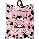 Cow Blanket Gifts for Girls Women Soft Flannel Cow Throw Blanket Birthday Gifts Decor Stuff 50" x 40"