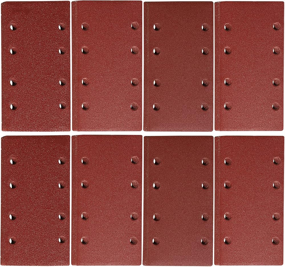 STE BRUAM 48 Pcs Sanding Pads 93x185mm Square Hook & Loop Assorted Grits 40-400