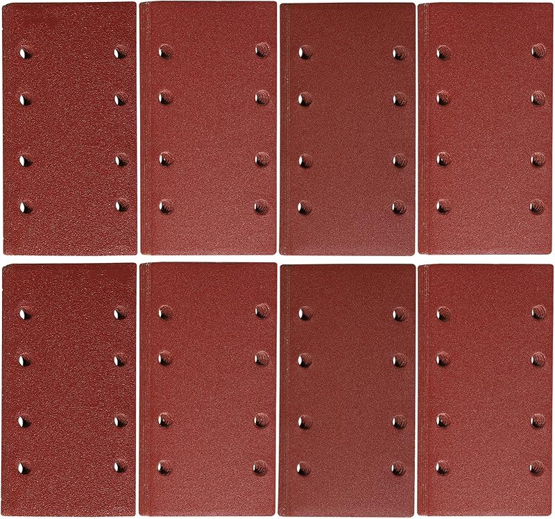 STE BRUAM 48 Pcs Sanding Pads 93x185mm Square Hook & Loop Assorted Grits 40-400
