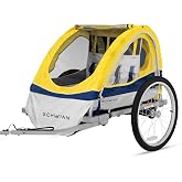Schwinn Echo Child Bike Trailer, Max of 2 Children with Total Weight of 80 lbs., Canopy, 20-Inch Air-Filled Tires, Yellow/Grey