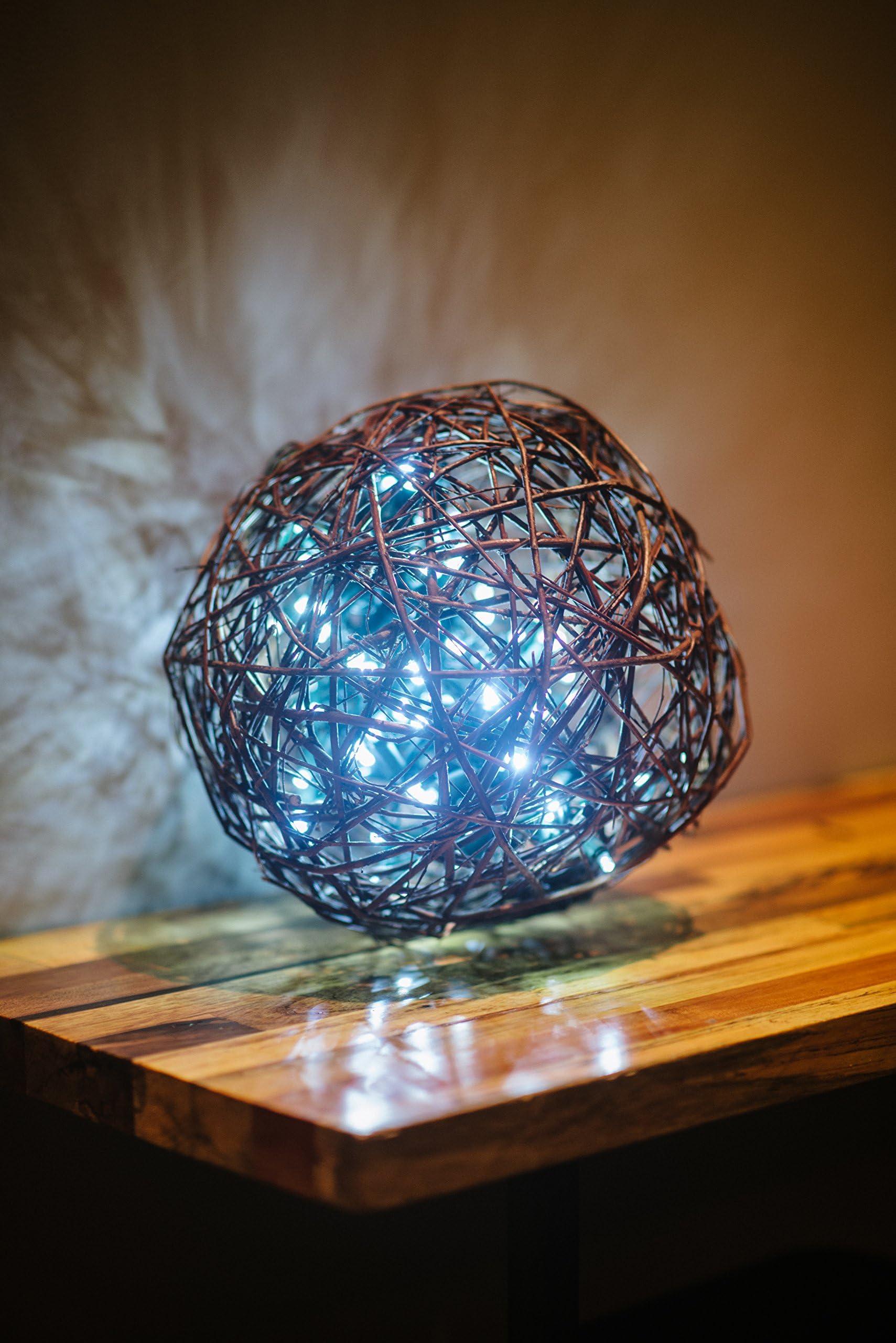 Willowbrite Globe (8", Cool White) Natural Willow Branch LED Pendant Lamp, Christmas Decor, Night Globe, Romantic Lantern For Wedding, Holiday, Patio, Outdoor, rattan, grape
