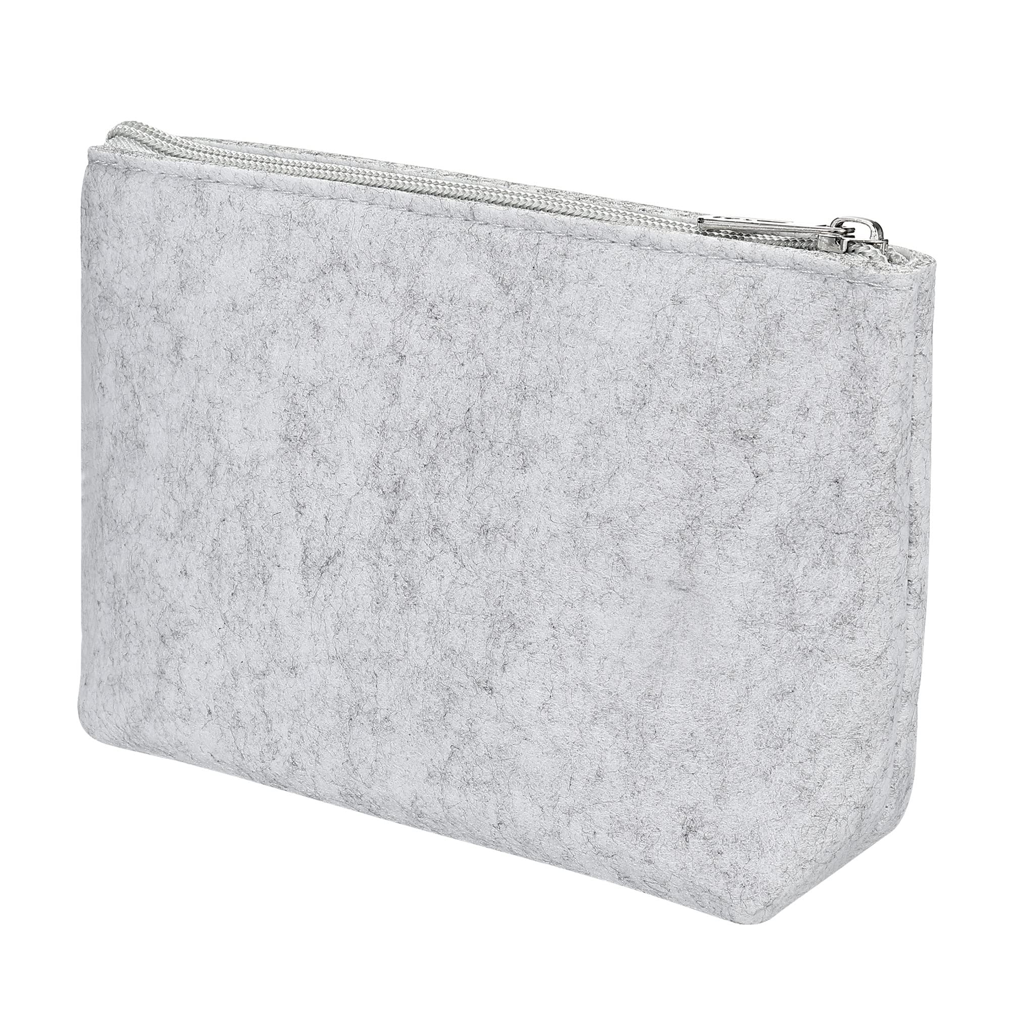 PATIKIL Felt Pencil Bag Pen Case Stationery Storage Zipper Pouch for Office Organizer, Light Gray