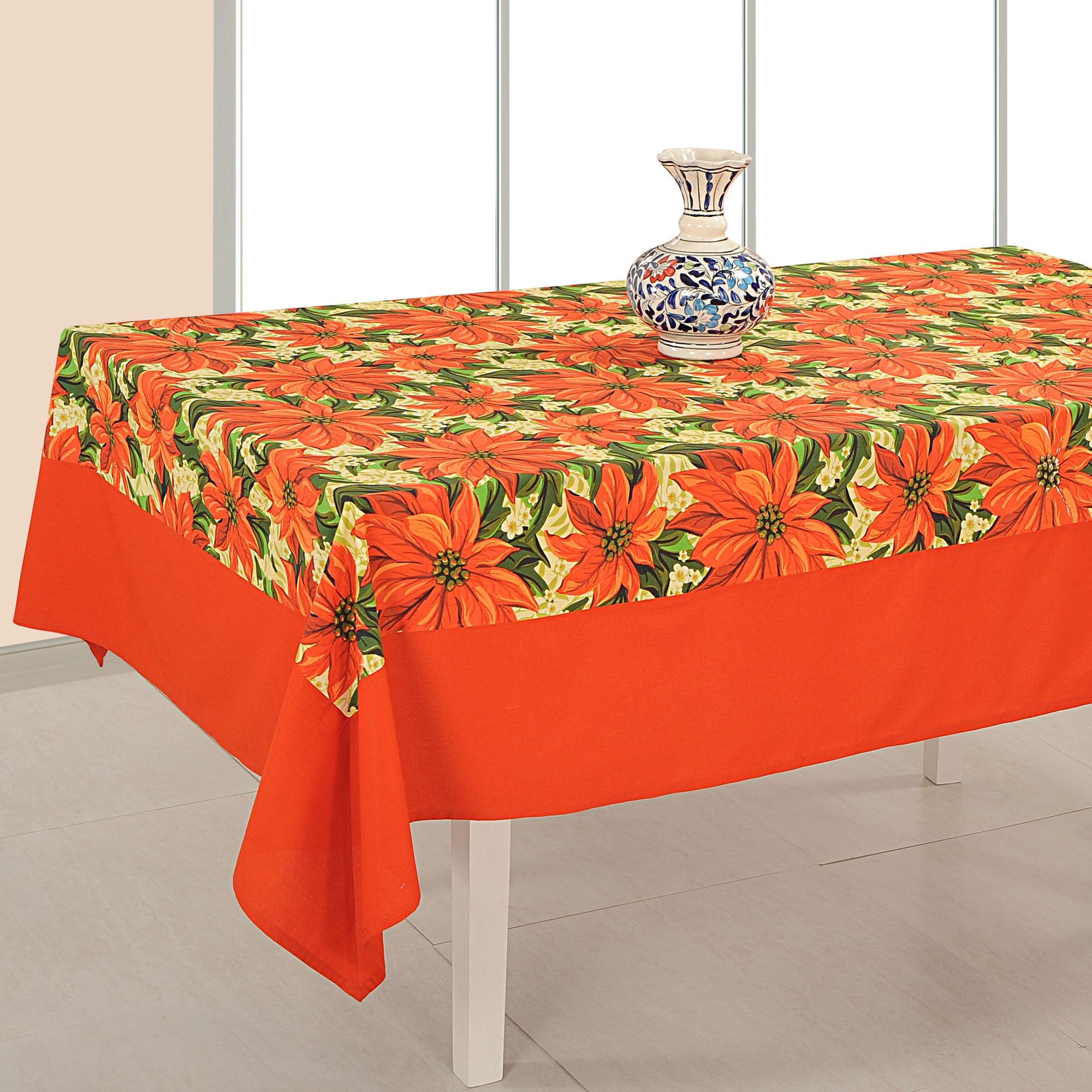 Indian Table Decor Rectangular Floral Print Cotton Tablecloth 60 x 90 Inches - 6 Seater [Energy Class A++]