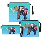 QOGiR Reusable Snack Bags and Sandwich Bags with Handle: Lead-free,BPA-free,PVC-free,FDA PASSED (Colorful Elephant)