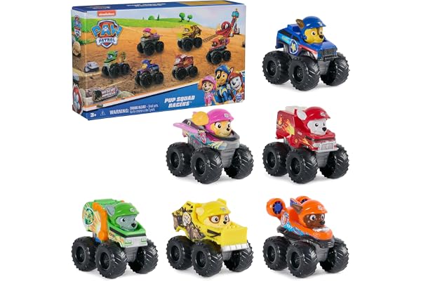 PAW Patrol Rescue Wheels 6-Piece Pup Squad Racers Vehicle Gift Set | 6 Collectible Toy Cars, Chase, Marshall, Skye, Rubble, R