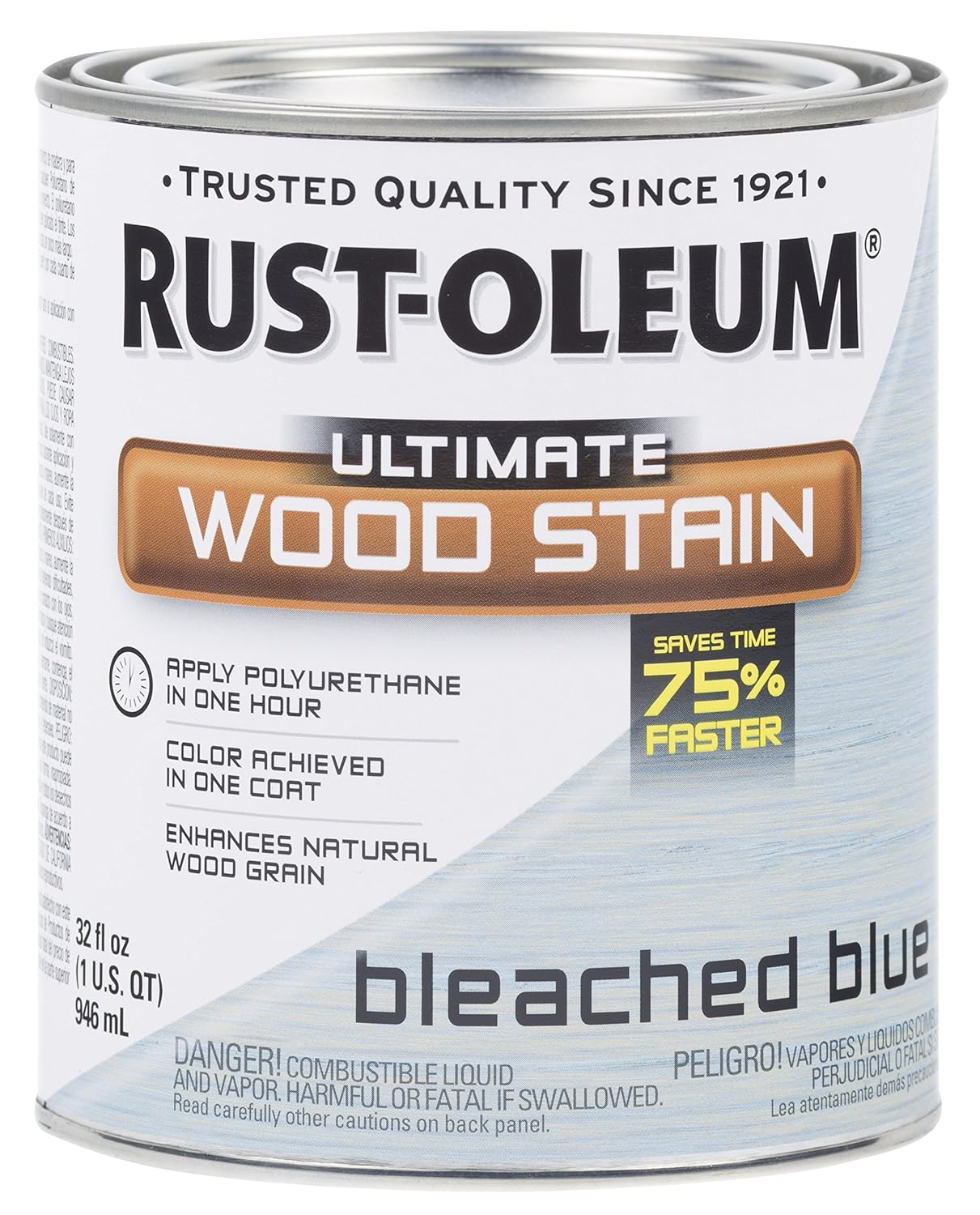 RustOleum 297411 Bleached Blue Ultimate Wood Stain, 1 Quart, 2 Pint