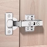 Luokim 4Pcs Frameless Soft Close Full Overlay Cabinet Hinges | European Concealed Hinges with 50% Faster Install &amp; Clip-On Plate, 3D Adjustment, Cabinet Door Hinges for Frameless Cabinets