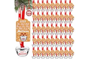 LUYI 60 Sets Christmas Bells Decor Christmas Believe Bell Ornaments Bulk Polar Express Bell Decorations Xmas Party Gifts Favors Tags Silver Sleigh Jingle Bells for Christmas Tree Decoration(1.6 Inch)