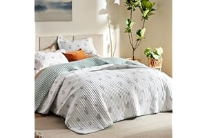 Bedsure Floral Quilt Set Queen - Reversible Botanical Spring Flower Quilt Bedding Set, 3 Pieces Microfiber Lightweight Bedspread, Coverlet with 2 Pillow Shams for All Seasons (90"x96")