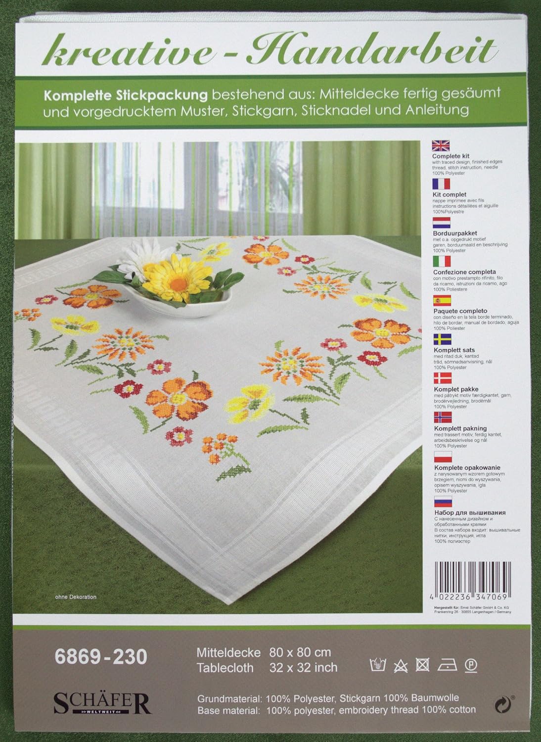 Kit De Broderie Prairie De Fleurs Kit Complet Avec Nappe