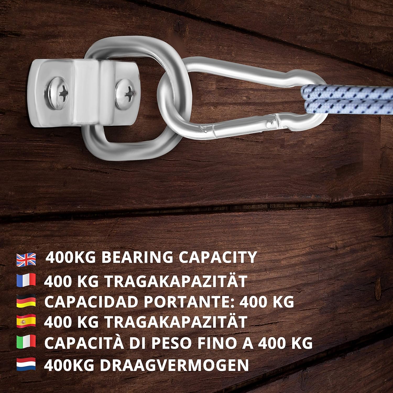Belle Vous Iron Lashing Tie Down D Ring Set including Brackets and Screws (8 Pack), 4.6 x 3.8cm/1.81 x 1.5 inch, Holds 400kgs - Image 5