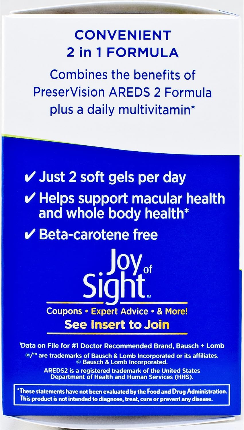 PreserVision AREDS 2 Plus Multivitamin Vitamin and Mineral Supplement, Soft Gels, 100 Count : Health & Personal Care
