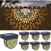 Gardsee Solar Fence Lights 6 Pack Solar Deck Lights Waterproof LED Powered Step Wall Lanterns Outdoor Decorations Warm Yellow Decorative Lighting for Garden Backyard (Black)