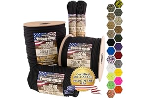 TOUGH-GRID Premium Paracord 750 lbs Made in USA Outdoor Survival Nylon Rope Tactical Heavy Duty Strands Parachute Cord Used by US Military 1 Type III Mil-Spec
