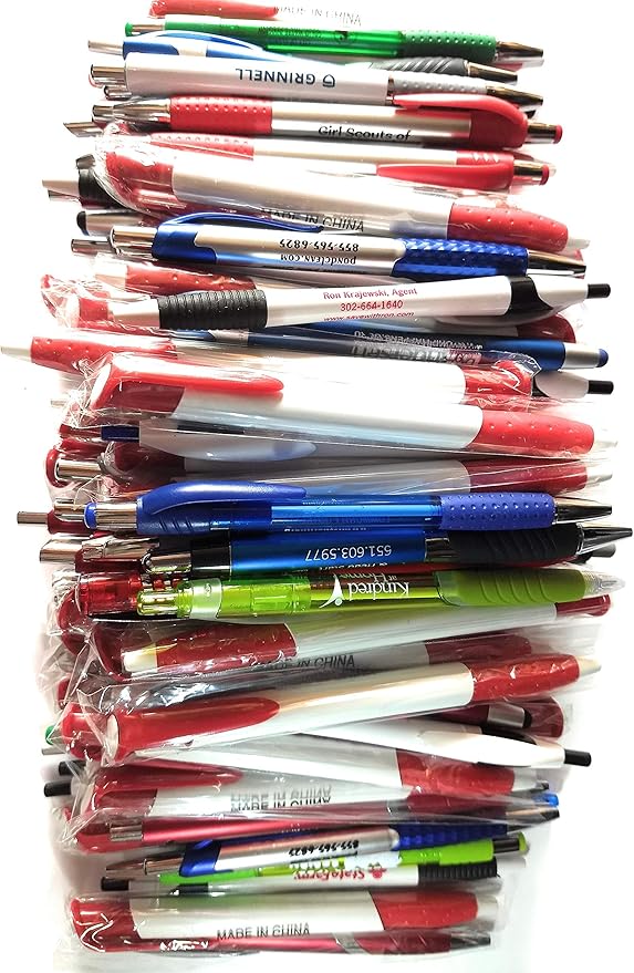 Wholesale Lot of 100 Misprint Ink Pens Ball Point Plastic