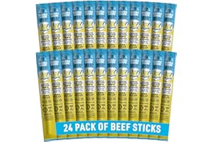 Lorissa's Kitchen Premium Grass-Fed & Finished Beef Jerky Snack Sticks 24-Pack: Original Smoked Flavor, 8g Protein, Certified Free from Top 9 Allergens, Gluten-Free, Non-GMO, Zero Sugar, Keto, Paleo