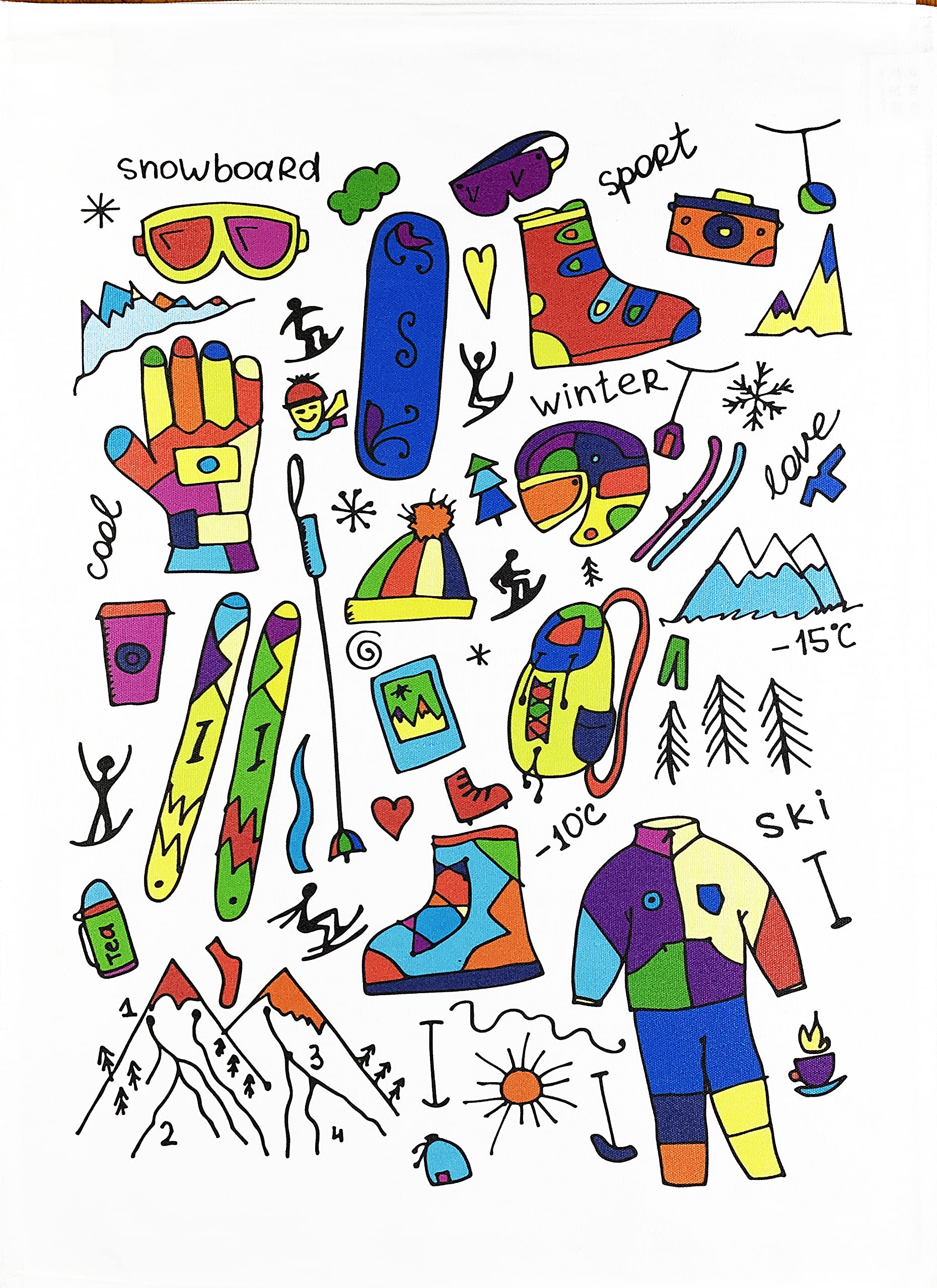 Half a Donkey Skiing and Snowboarding Large Cotton Tea Towel