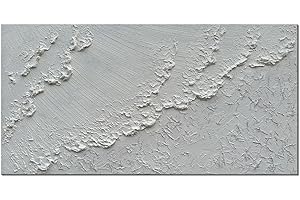 Slyart 3D White Painting Wall Art Abstract Sea Wave Painting 24x48 Inches Quartz Sand Textured Decorative Painting on Canvas Large Wall Art for Living Room Wall Decor