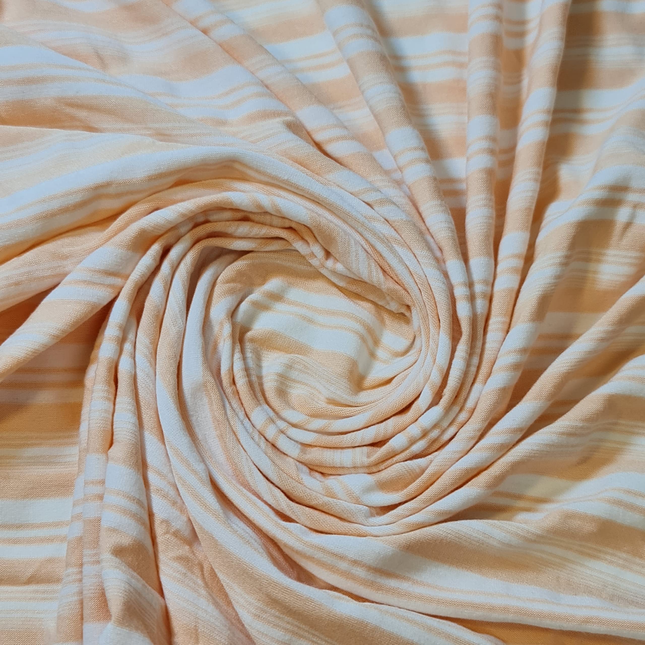 Soft Printed Cotton Jersey Stretch Knit Fabric – Ideal for T-Shirts, Babywear, Dressmaking & Crafts | 58" (150cm) Wide | Sold Per Meter (Pre-Cut) (Peach Barcode Stripe)
