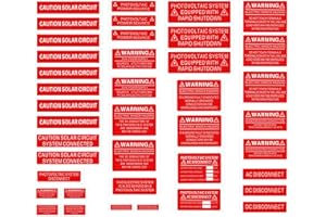 Shuisen 40 Pcs PV Labels Fit for Solar Panel System, Solar Stickers for Most Residential and Commercial Photovoltaic Solar Projects, PV Safty Warning Photovoltaic Labels