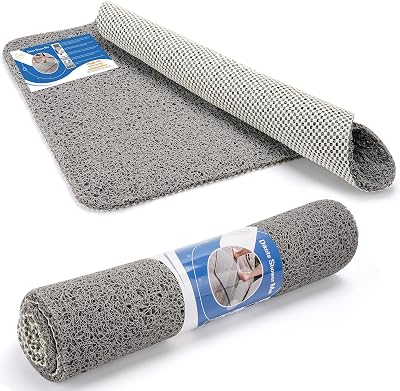Dikots Soft Shower Bath Mat Non Slip 60x40 cm Grey Loofah PVC