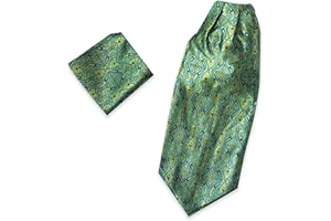 PHDuLac Silk Cravats – Paisley Cravat Dress Ties for Men Jacquard Ascot Tie with Pocket Square