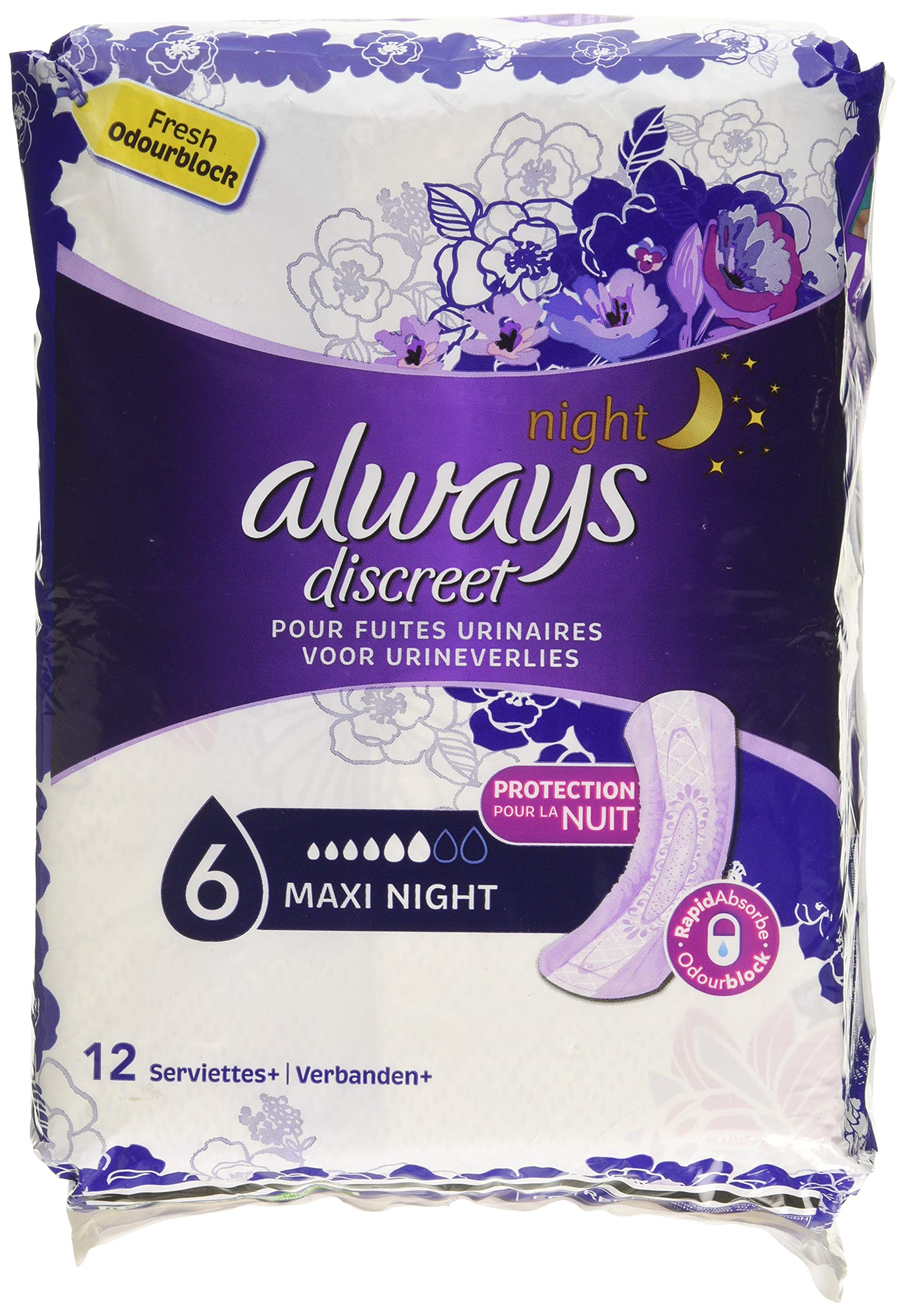 Always Discreet Maxi Night Pads for Incontinence and Bladder Control x 12