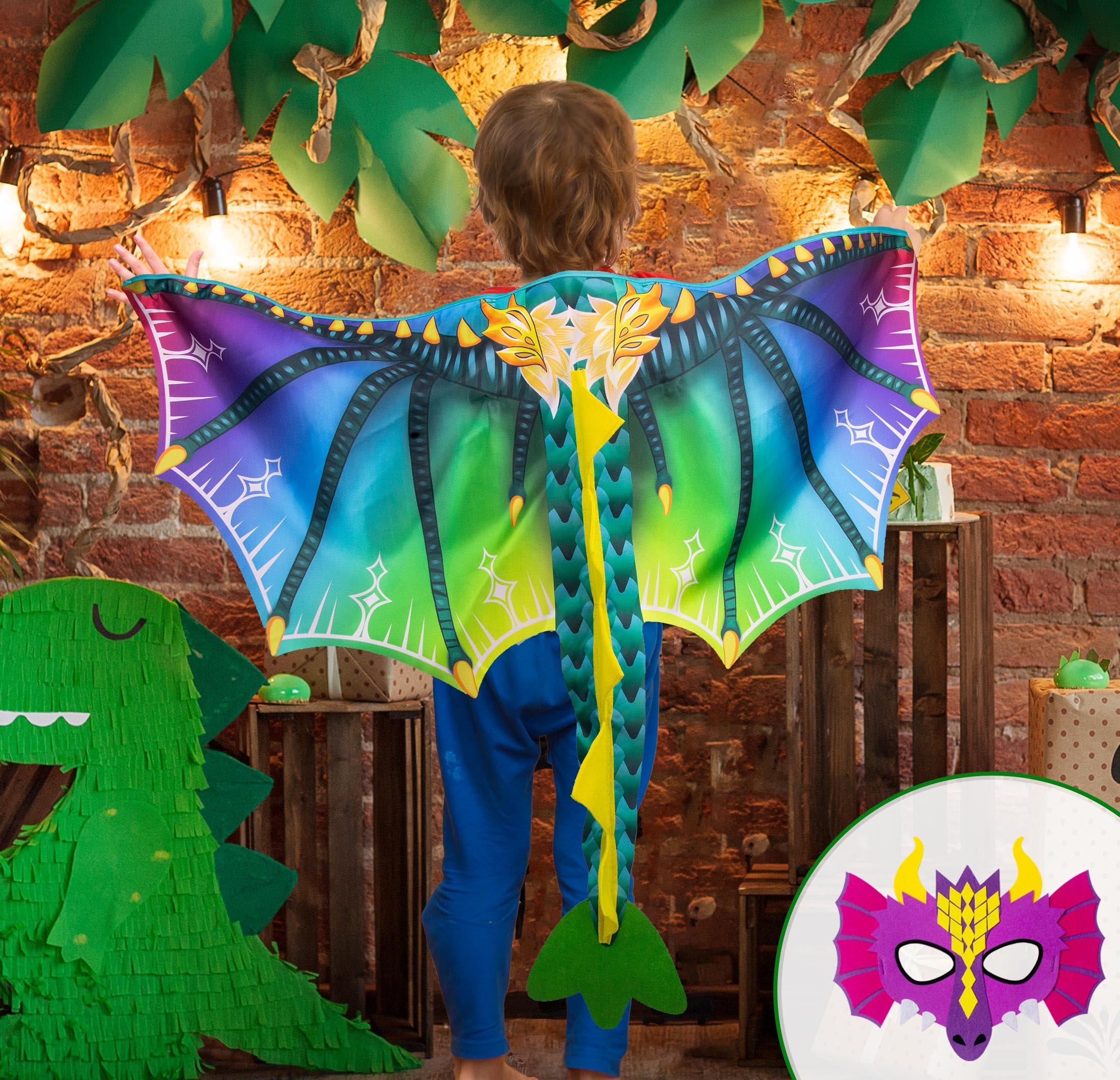 D.Q.Z Toddlers Dragon-Wings Costume for Kids Dinosaur Toys Gifts for 4 Years old Boys Girls Birthday Dress Up Party