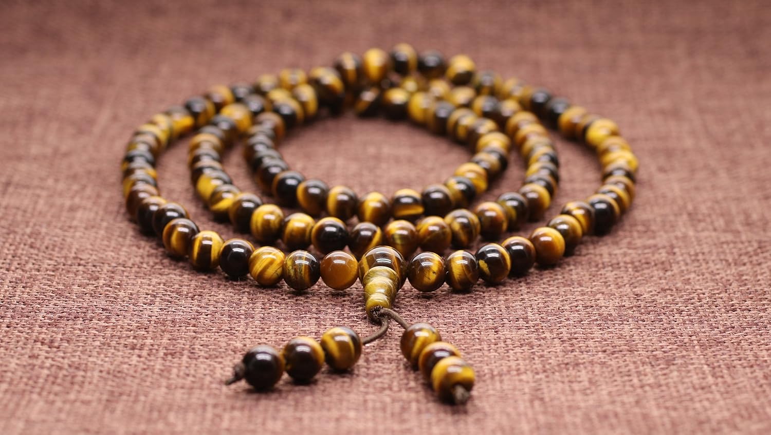 COAI 108 Mala Beads Tiger Eye Stone Beaded Wrap Bracelet Necklace 6mm, brown, 6.25-7.0 inches or 15.8-17.8 cm - Image 5