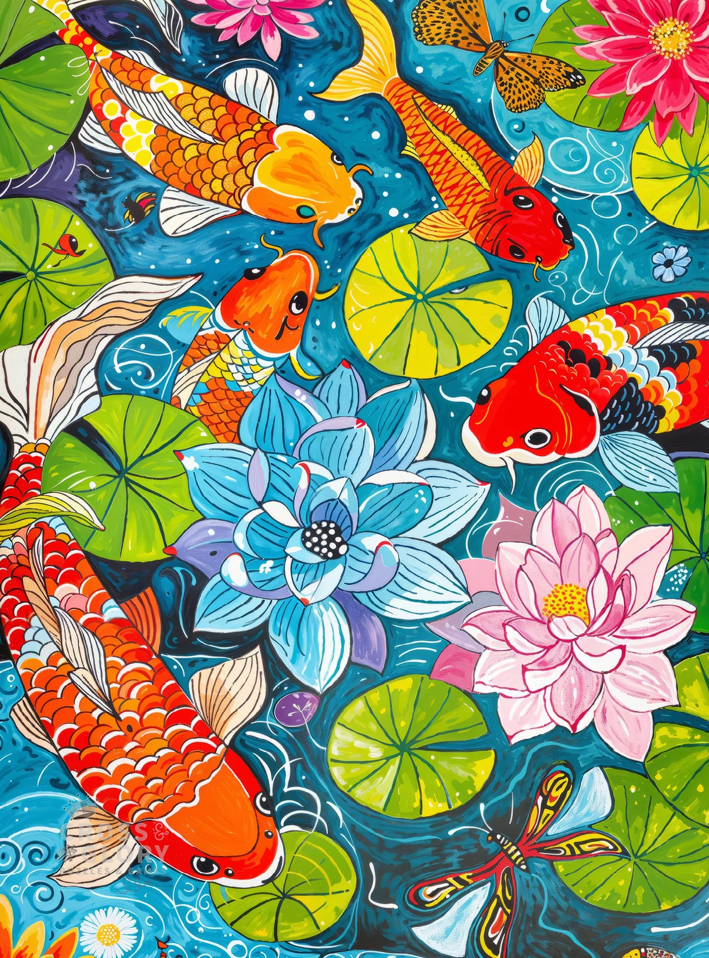 Dragonfly Dreams: Koi & Lilies Adventure by Cross & Glory - Premium 1000 Piece Puzzle, Unique Nature-Themed Jigsaw, Vibrant Eco-Friendly Art, Ideal for Puzzle Enthusiasts — image 1