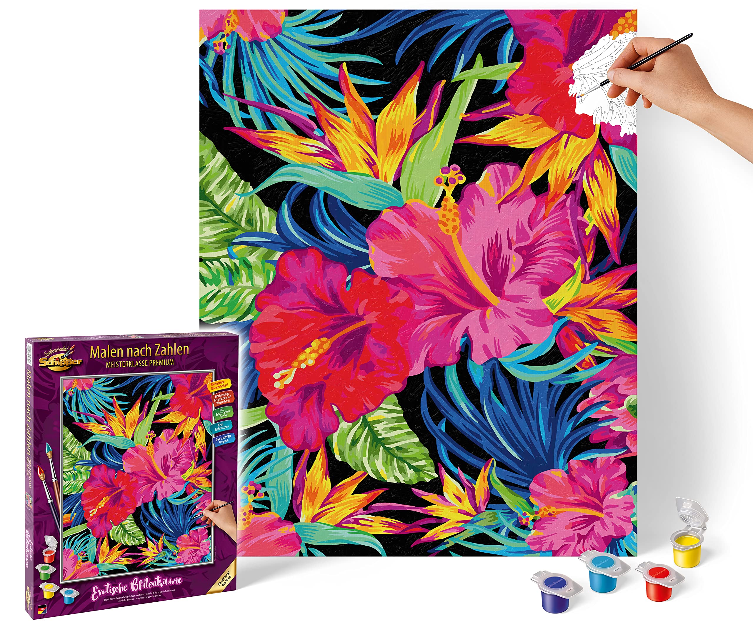 Schipper 609130851 Painting by Numbers - Exotic Flower Dreams - Painting Pictures for Adults Including Brush and Acrylic Paints 40 x 50 cm