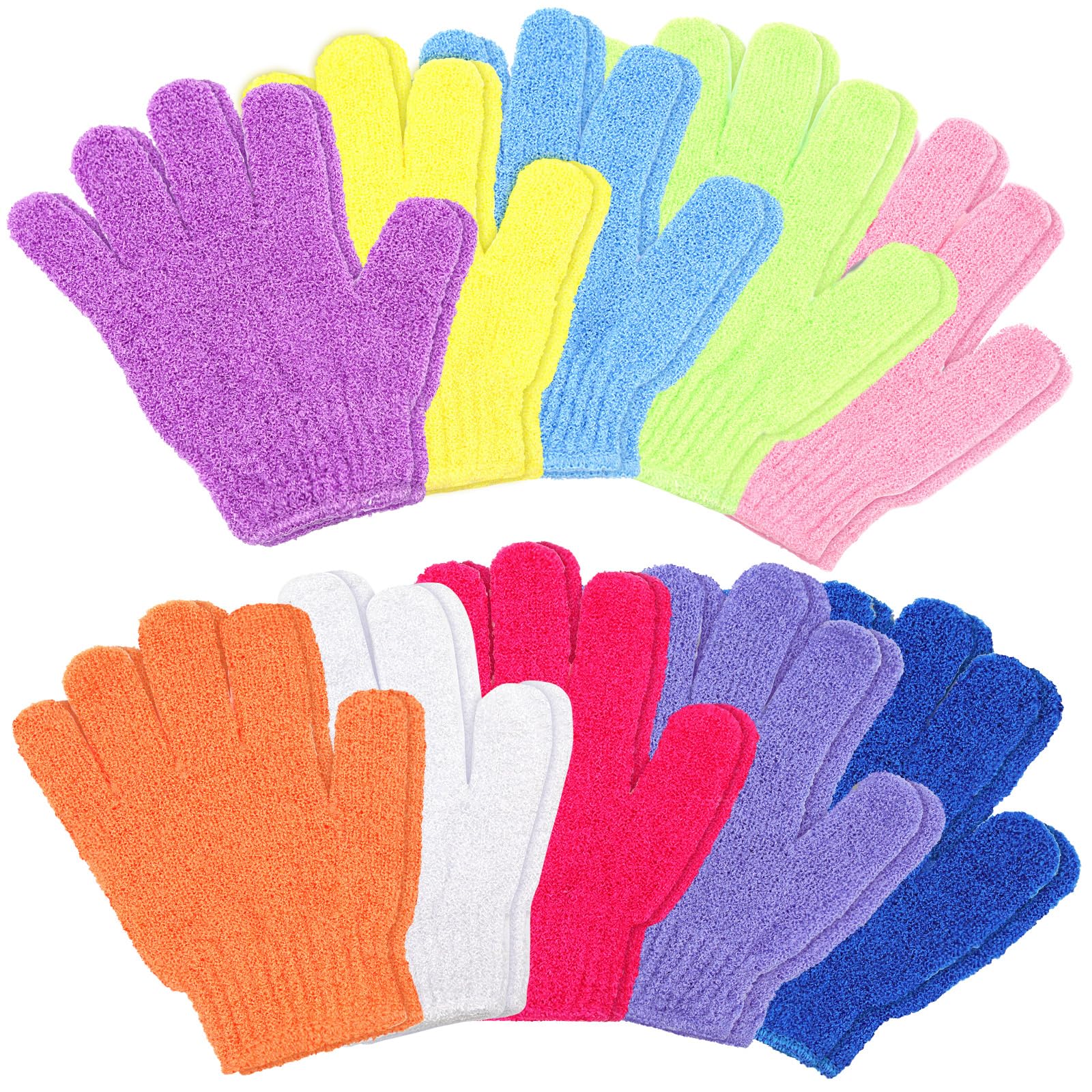 Exfoliating Glove Wash Glove Body Shower Glove Massage Exfoliating Glove Gloves for Body and Face (20 Pieces in 10 Colours)