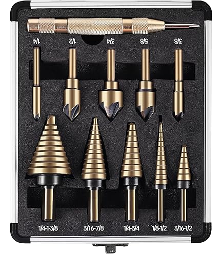 Amazon.com: Step Drill Bit Set, 33 Holes Size, 3Pieces