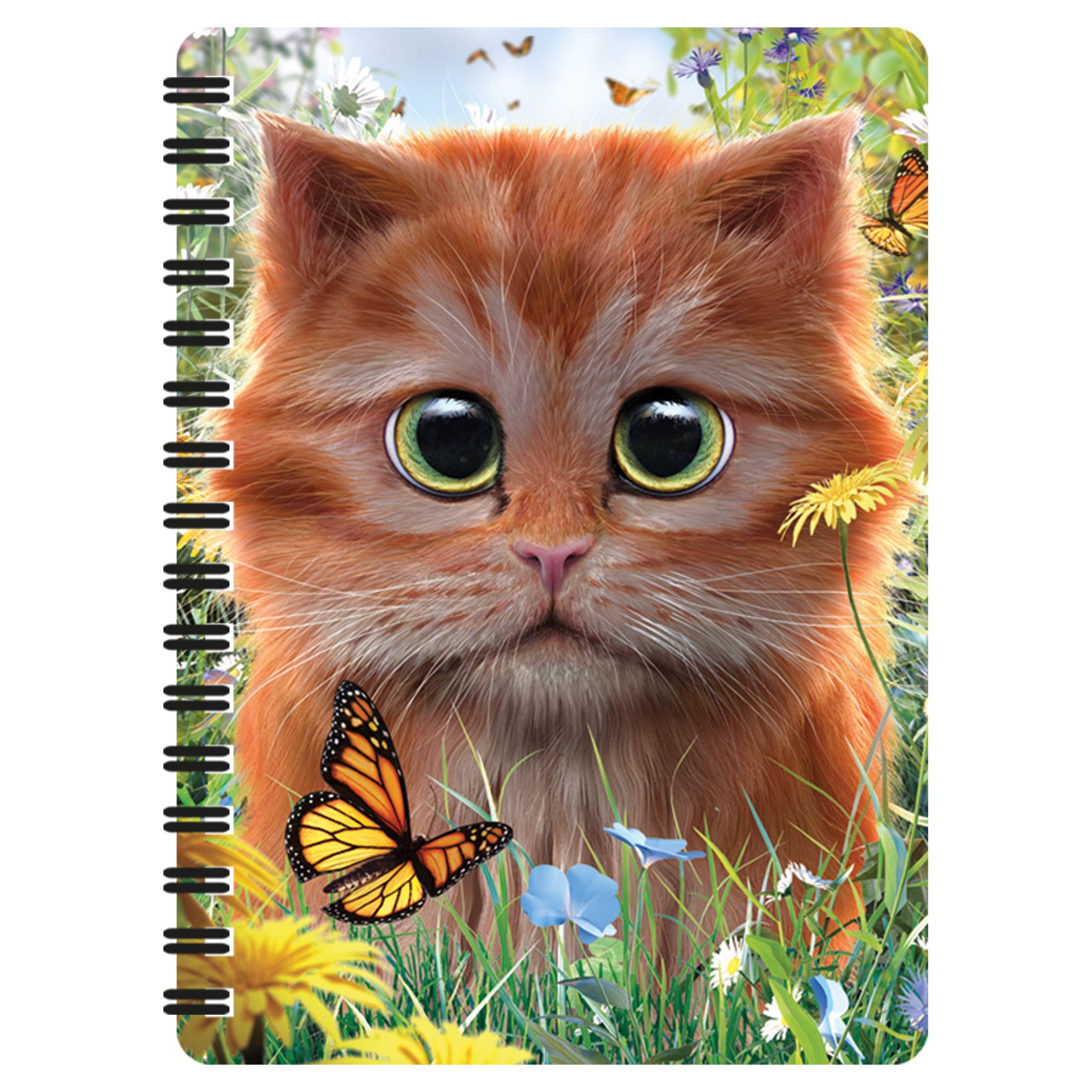 3D LiveLife Jotter - Ginger Kitten from Deluxebase. Spiral Bound A6 5.5x4in Small Notebook with 80 Plain Recycled Pages. Pocket Sized Animal Notepad, Journal or Drawing Book with Cat Cover