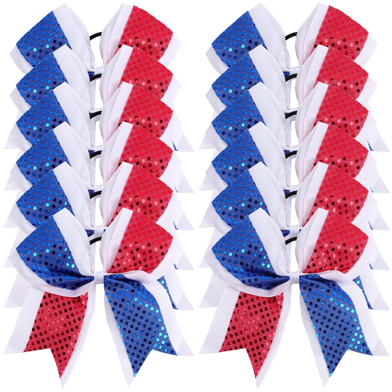 Photo 1 of 12pcs 8" American Flag Cheer Bows for Girls, Oaoleer 4th of July Cheerleading Hair Bow Independence Day Hair Accessories for Teens Women Girls