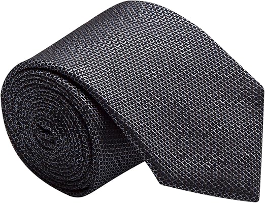 Gravata preta com detalhes sutis em azul e marrom