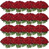Tigeen 150 Pcs Artificial Silk Roses Flowers Bulk for Weddings, Valentine's Day & Home Decor - Realistic Long Stem Flowers(Wine Red)