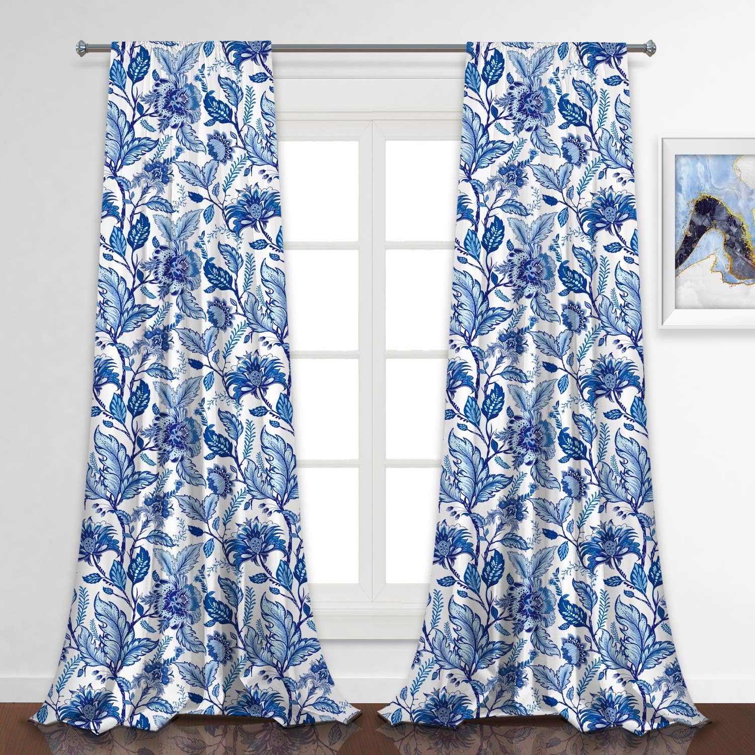 RosieLily Blue and White Curtains Blue Floral Curtains