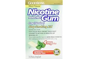 GoodSense Nicotine Polacrilex Gum, 4 mg, Mint Flavor - Stop Smoking Aid, Reduces Nicotine Cravings & Withdrawal Symptoms