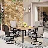 MFSTUDIO Patio Table and Chairs Set of 4, Outdoor Dining Set with Square Table and Swivel Chairs, 5 Piece Patio Furniture Set for Deck/Backyard/Poolside/Garden